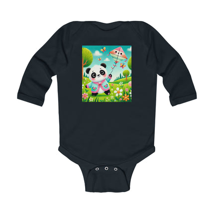 Breezy Meadow Playtime Baby Long Sleeve Bodysuit – Panda Kite Spring Design