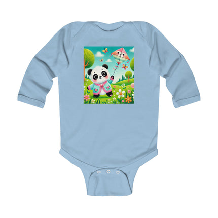 Breezy Meadow Playtime Baby Long Sleeve Bodysuit – Panda Kite Spring Design
