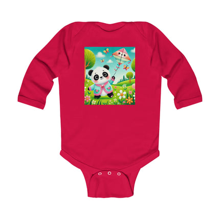 Breezy Meadow Playtime Baby Long Sleeve Bodysuit – Panda Kite Spring Design