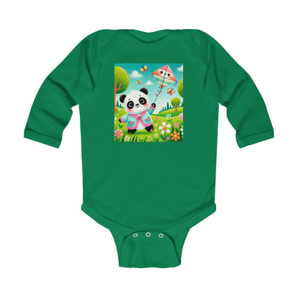 Breezy Meadow Playtime Baby Long Sleeve Bodysuit – Panda Kite Spring Design