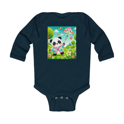 Breezy Meadow Playtime Baby Long Sleeve Bodysuit – Panda Kite Spring Design