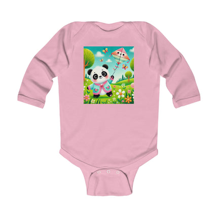 Breezy Meadow Playtime Baby Long Sleeve Bodysuit – Panda Kite Spring Design