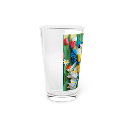 Blue Jays in a Spring Garden Glass, 16oz