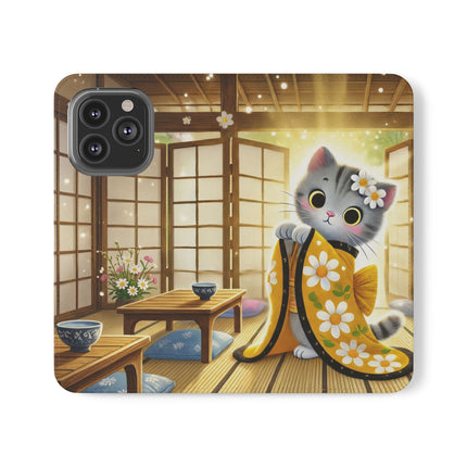 🐱🍵 Playful Kitten in the Tea Room Flip Case – Curious Charm & Cozy Whimsy