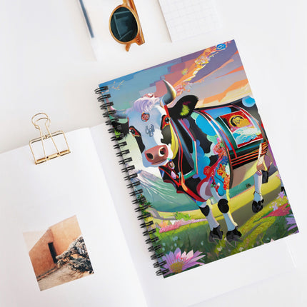 Cyber Glitch Cow Spiral Notebook - Ruled Line
