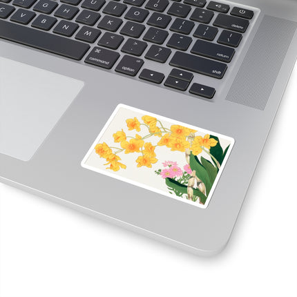 Golden Bow Orchid by Tanigami Kônan Kiss-Cut Stickers (4 Sizes)