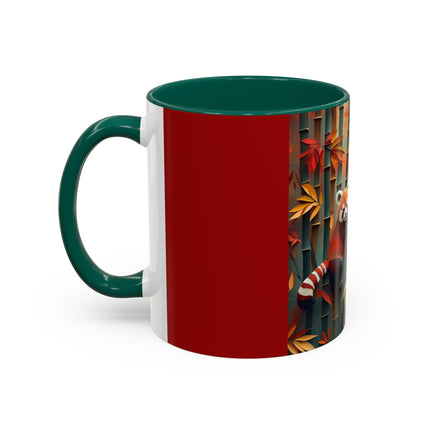 Red Panda at an Autumn Bamboo Grove Colorful Mugs (11oz, 15oz)