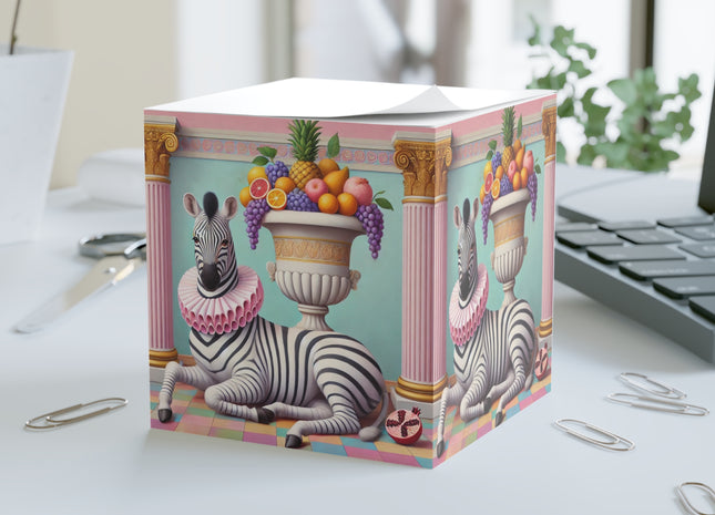 Zebra, Fruit, and Pink Columns Note Cube