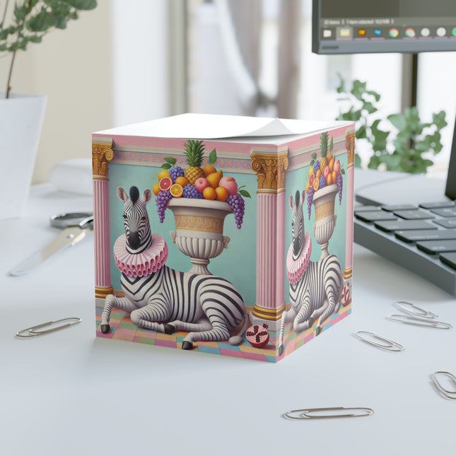 Zebra, Fruit, and Pink Columns Note Cube