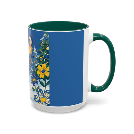 💙🌼 The Bluebell Christmas Promenade Colorful Mug – Art Deco Holiday Fantasy
