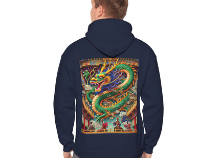 Tibetan Dragon Over Kabuki Duel – Heavy Blend™ Hooded Sweatshirt