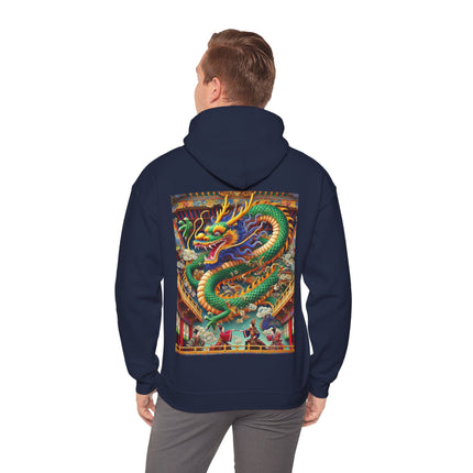 Tibetan Dragon Over Kabuki Duel – Heavy Blend™ Hooded Sweatshirt