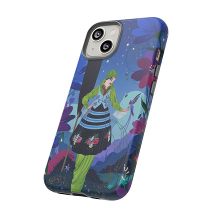 🌸🐦 The Lady Of The Midnight Bird Garden Phone Case – Art Deco Floral Fantasy