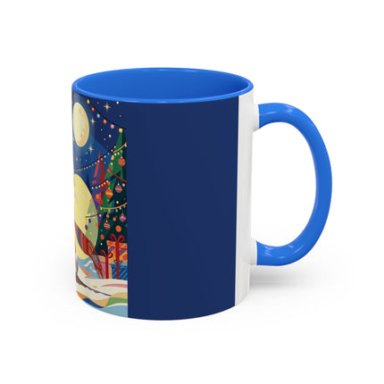 🌙🎿 The Moonlit Christmas Skier Colorful Mug – Whimsical Holiday Fantasy