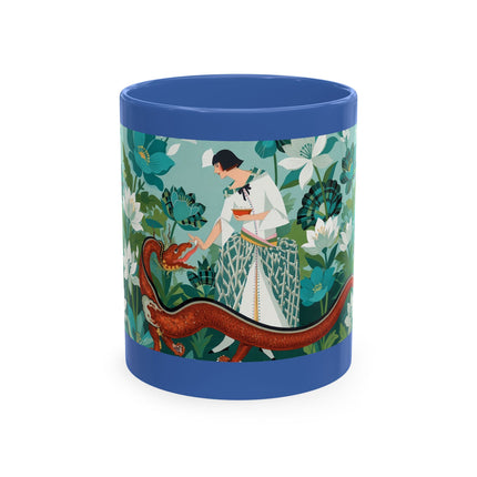 🐉🌿 The Lady & The Garden Dragon Ceramic Mug – Art Deco Botanical Whimsy