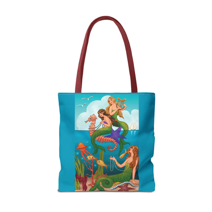 Three Mermaids with Strings of Pearls by Carlo Chiostri Tote Bag (AOP)