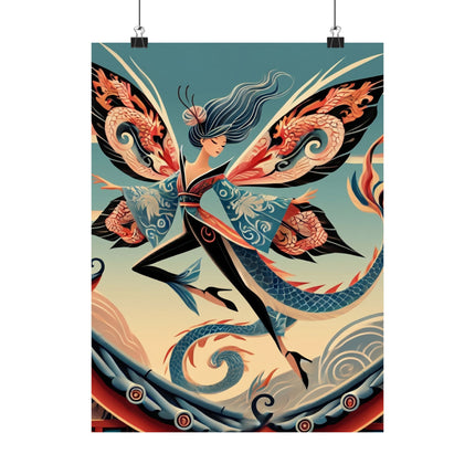 🐉🧚 Dragon Fairy of the Temple Matte Vertical Poster – Mystical Power & Ancient Elegance