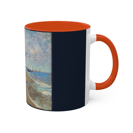 Fishing Boats on the Beach at Saintes-Maries by Vincent Van Gogh Colorful Mugs, 11oz