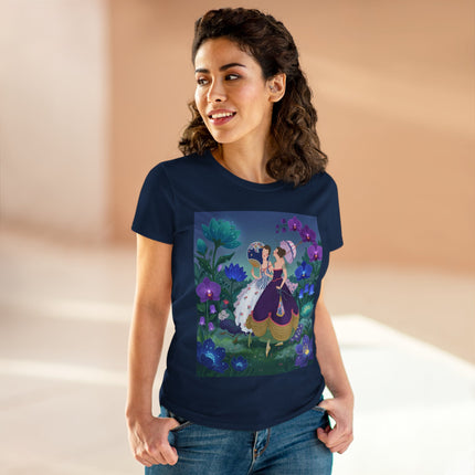 💜🌸 The Ladies Of The Enchanted Garden Cotton Tee – Art Deco Fashion Illustration
