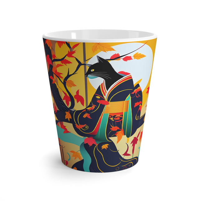 Black Cat in Kimono Latte Mug