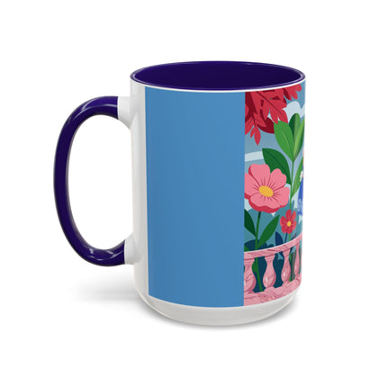 The Lady Of The Blossoming Terrace Colorful Mugs – Art Deco Floral Garden Elegance
