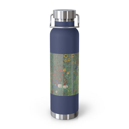 Farm Garden with Sunflowers by Gustav Klimt Copper Vacuum Insulated Bottle, 22oz