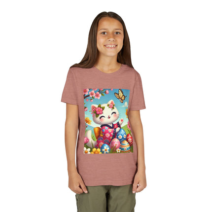 Easter Kitten and Painted Eggs Youth Short Sleeve Tee