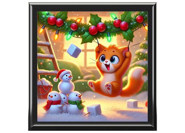 Naughty or Nice Kitten Christmas Jewelry Box