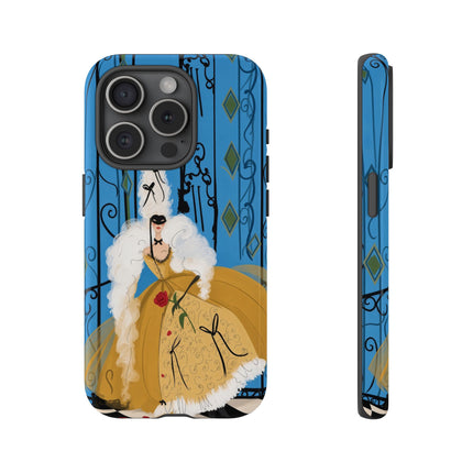 🎭🌹 The Lady At The Masquerade Gates Phone Case – Art Deco Fashion Illustration