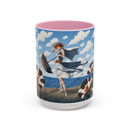 🌊🌼 The Windswept Seaside Promenade Colorful Mug – Art Deco Coastal Elegance