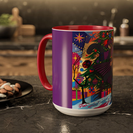 🎄✨ Christmas Among The Twinkling Trees Colorful Mug – Art Deco Holiday Fantasy