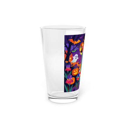 🌙🎃 The Moonlit Garden Masquerade Glass, 16oz – Floral Halloween Charm