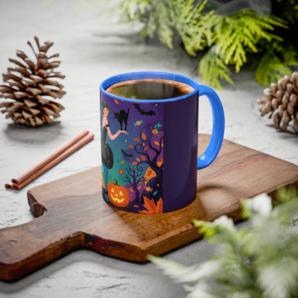 🐈‍⬛🎃 The Midnight Black Cat Masquerade Colorful Mug – Whimsical Halloween Elegance