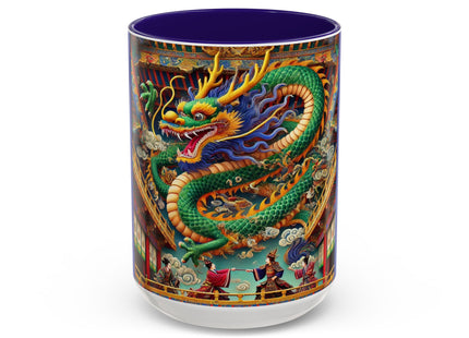 Tibetan Dragon Over Kabuki Duel Colorful Mugs (11oz, 15oz)