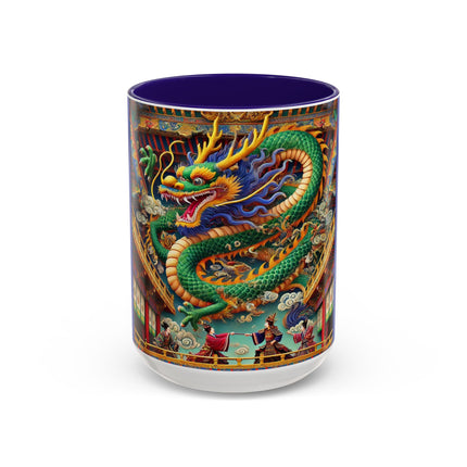 Tibetan Dragon Over Kabuki Duel Colorful Mugs (11oz, 15oz)
