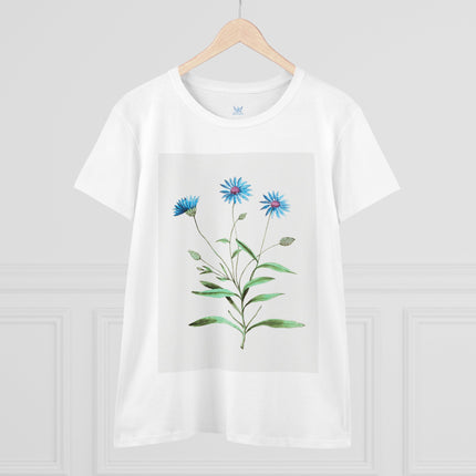 Blue Strawflower by Anselmus Boëtius de Boodt Women's Midweight Cotton Tee