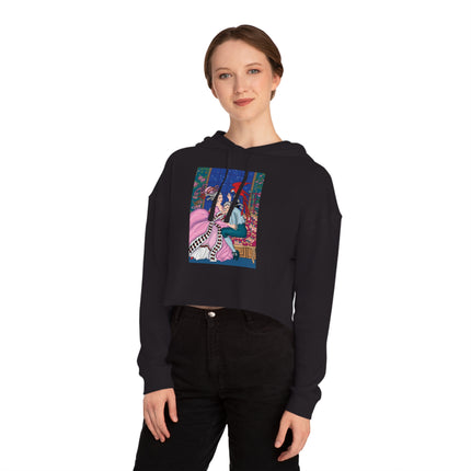 The Jealous Parrot by George Barbier Women’s Cropped Hooded Sweatshirt