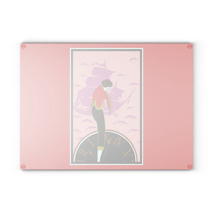 Woman Waiting for her Beloved at 1:59 Glass Cutting Board
