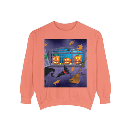 Whimsical Halloween Mischief Unisex Garment-Dyed Sweatshirt