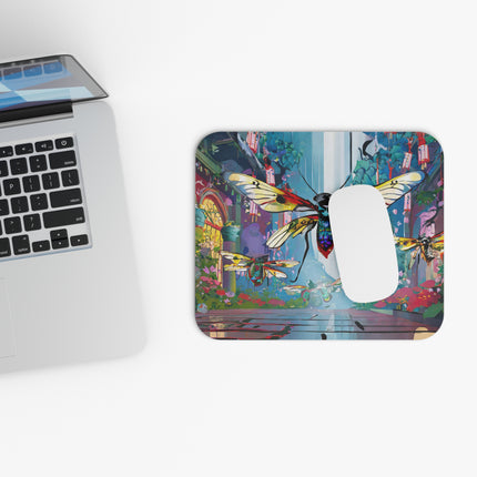 Neon Swarm Mouse Pad, Rectangle