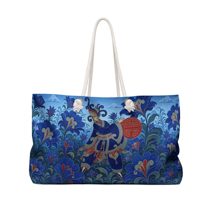 💙🌺 The Enchanted Sapphire Garden Dancer Weekender Bag – Art Deco Oriental Fantasy