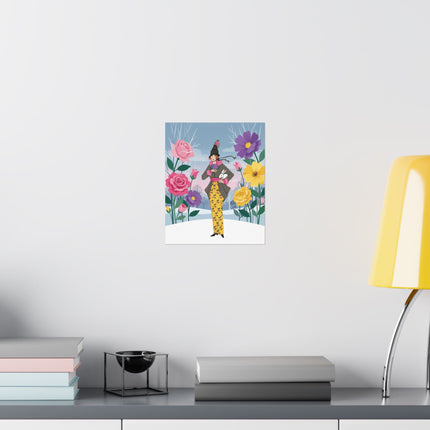 🌸🐇 The Lady Of The Winter Rabbit Garden Matte Vertical Poster – Art Deco Floral Fashion