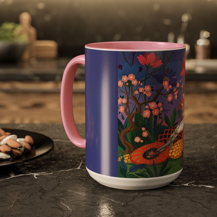 The Garden Of Quiet Reverie Colorful Mugs – Art Deco Botanical Serenity