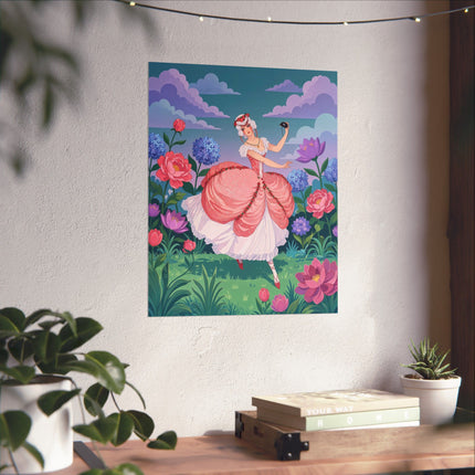 🎭🌸 The Lady Of The Garden Masquerade Matte Vertical Poster – Art Deco Fashion Illustration