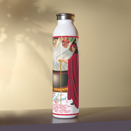 The Hallowe'en Cauldron In the Firelight's Gleam Slim Water Bottle