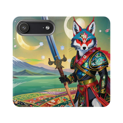 🐕⚔️ Cyberpunk Samurai Dog Flip Case – Futuristic Honor & Kitsune Spirit