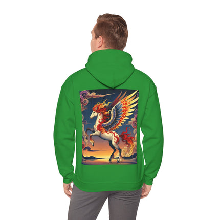 Flame-Winged Horse at Sunset – Heavy Blend™ Hooded Sweatshirt