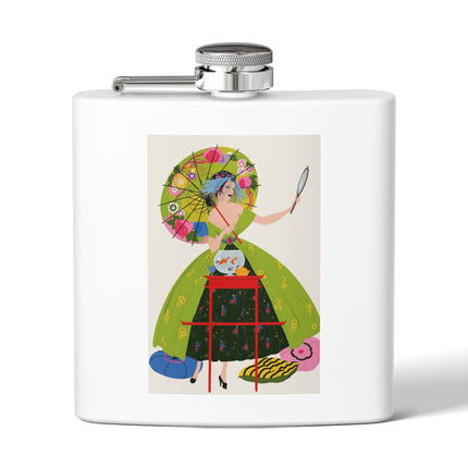 Lady with the Golden Fish Stainless Steel Flask – Whimsical Fashion & Playful Fantasy