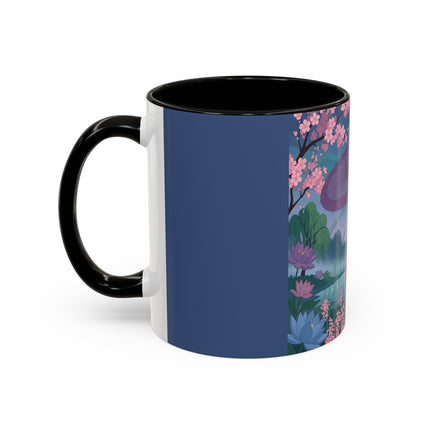 The Lady Of The Cherry Blossoms Colorful Mugs – Art Deco Spring Elegance