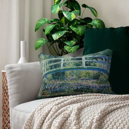 Water Lilies and Japanese Bridge by Claude Monet Spun Polyester Lumbar Pillow